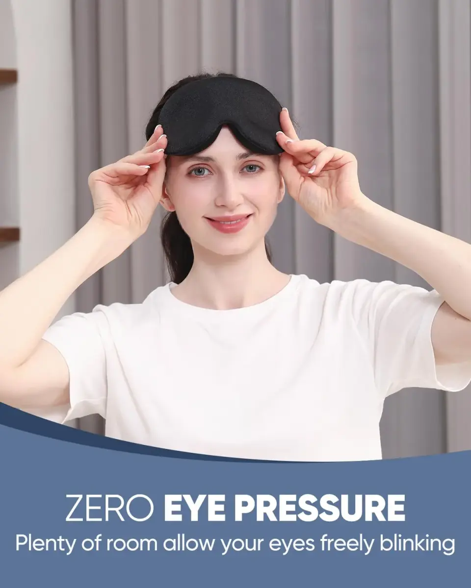 MZOO Luxury 3D Sleep Mask 10mm (0.39in) | Patented Light Blocking Design for Zero Eye Pressure - view 2