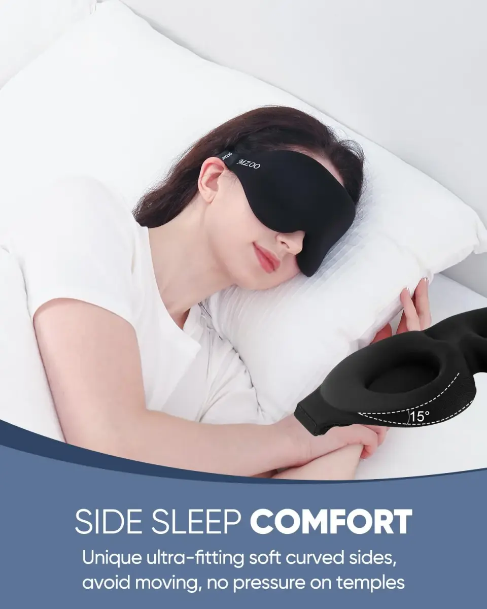 MZOO Luxury 3D Sleep Mask 10mm (0.39in) | Patented Light Blocking Design for Zero Eye Pressure - view 3