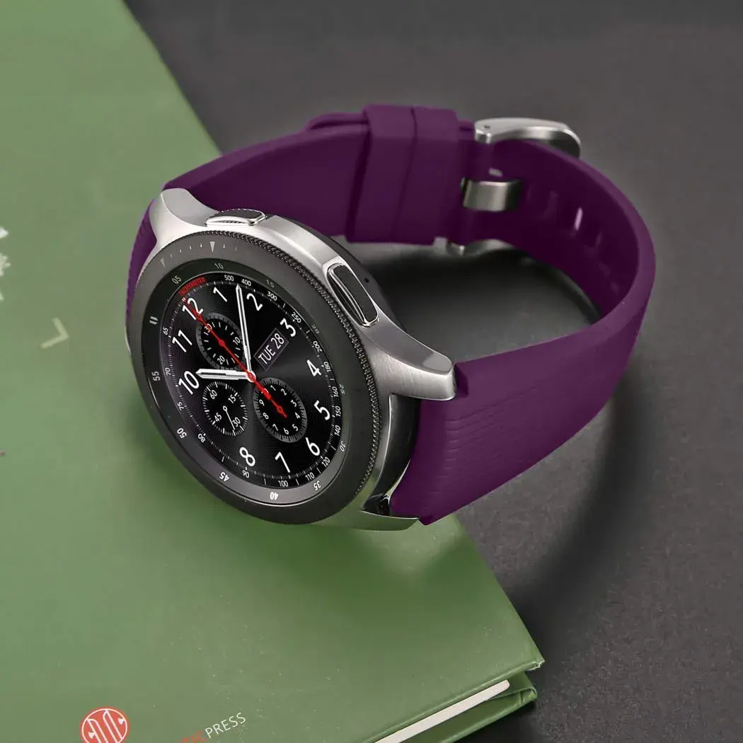 HSWAI 22mm Silicone Watch Band for Samsung Galaxy Watch 3 45mm/46mm, Gear S3 Classic/Frontier | Purple, Water Resistant Sports Strap - view 5