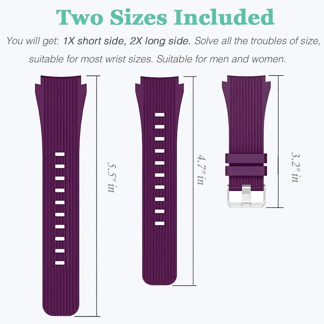 HSWAI 22mm Silicone Watch Band for Samsung Galaxy Watch 3 45mm/46mm, Gear S3 Classic/Frontier | Purple, Water Resistant Sports Strap - view 2