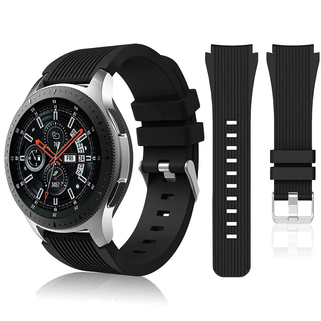 HSWAI 22mm Silicone Watch Band for Samsung Galaxy Watch 3 45mm/46mm & Gear S3 Classic/Frontier | Black - main product image