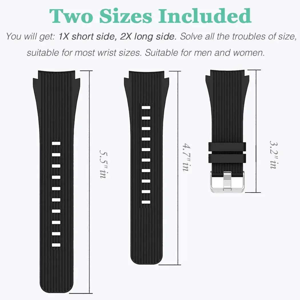 HSWAI 22mm Silicone Watch Band for Samsung Galaxy Watch 3 45mm/46mm & Gear S3 Classic/Frontier | Black - view 3