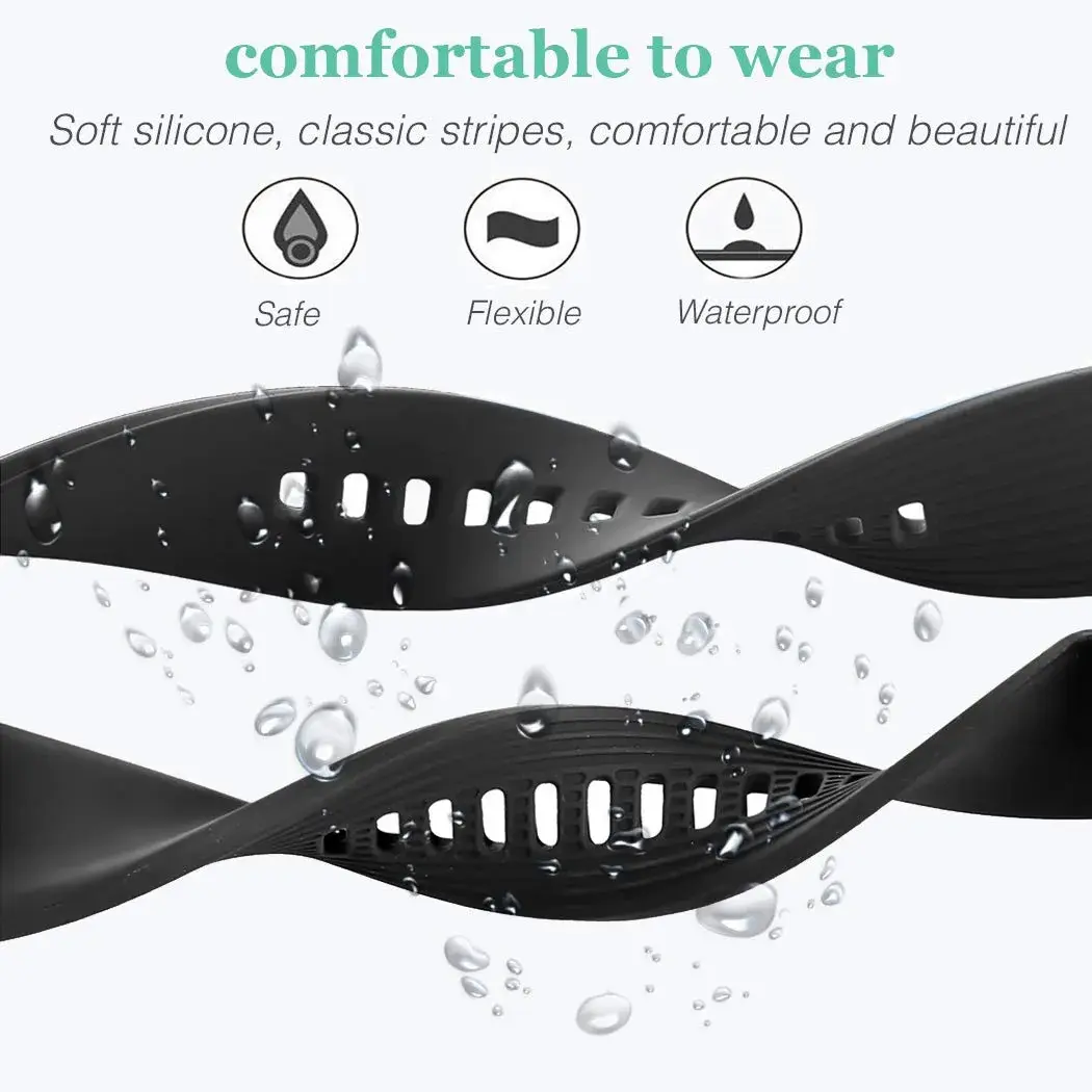 HSWAI 22mm Silicone Watch Band for Samsung Galaxy Watch 3 45mm/46mm & Gear S3 Classic/Frontier | Black - view 4