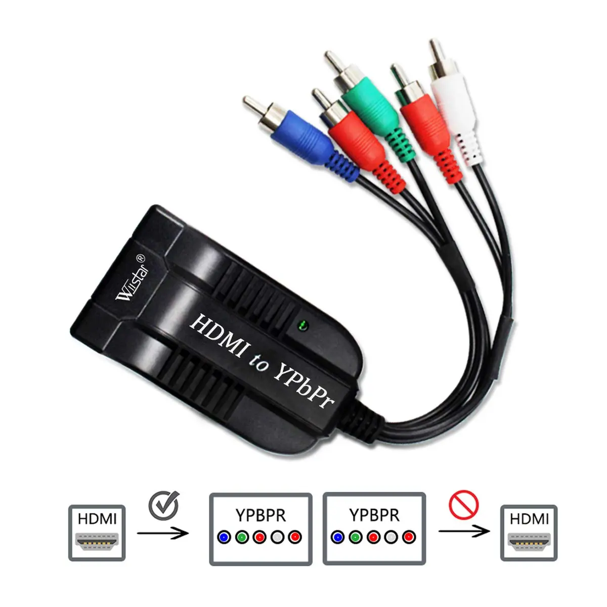 Wiistar HDMI to Component YPbPr Converter HDMI to Male 5RCA Component | Supports 480p to 1080p, Easy Setup - view 2