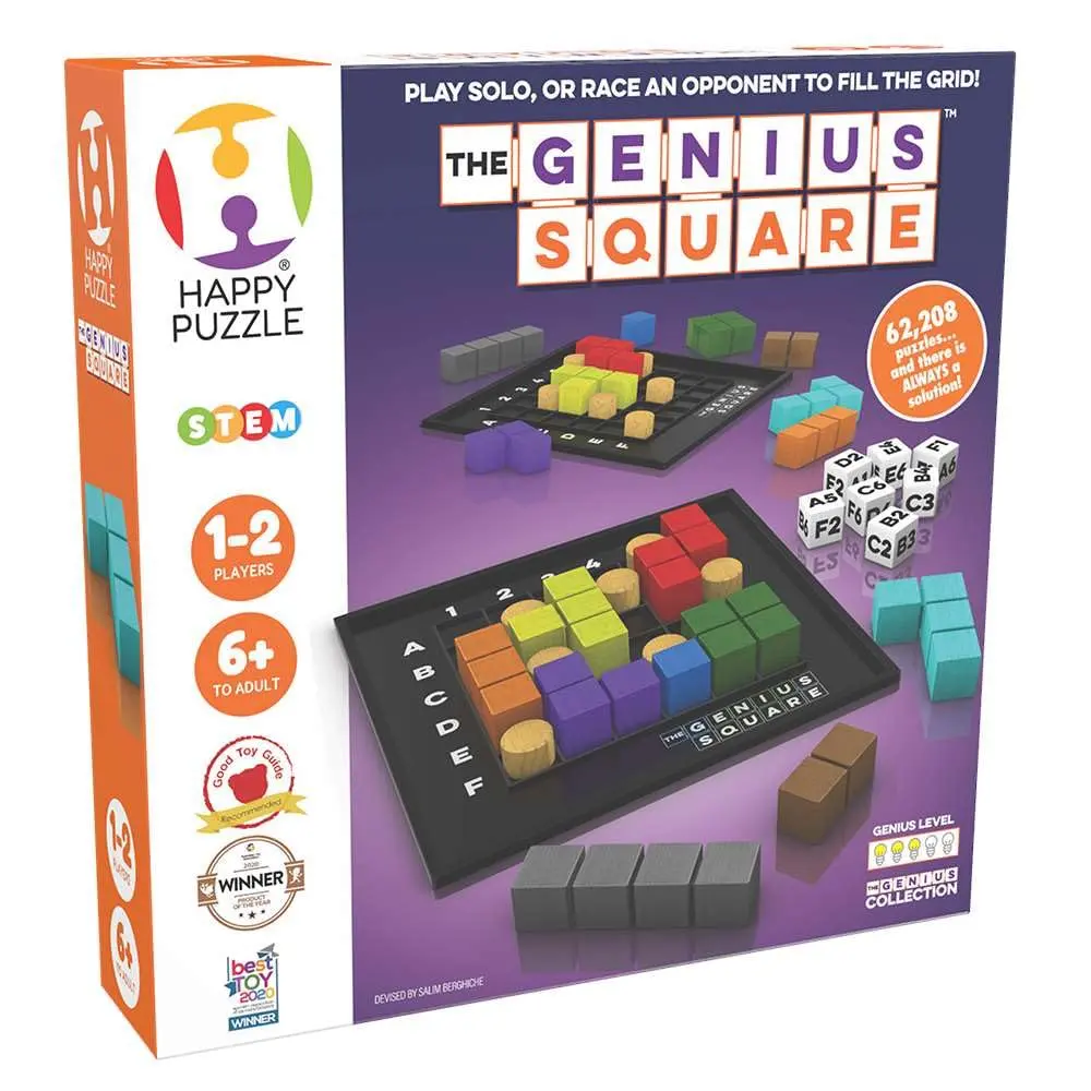 The Happy Puzzle Company Genius Square STEM Puzzle Game 227g (8oz) | Award-Winning Logic Game with 62,000+ Solutions - view 2