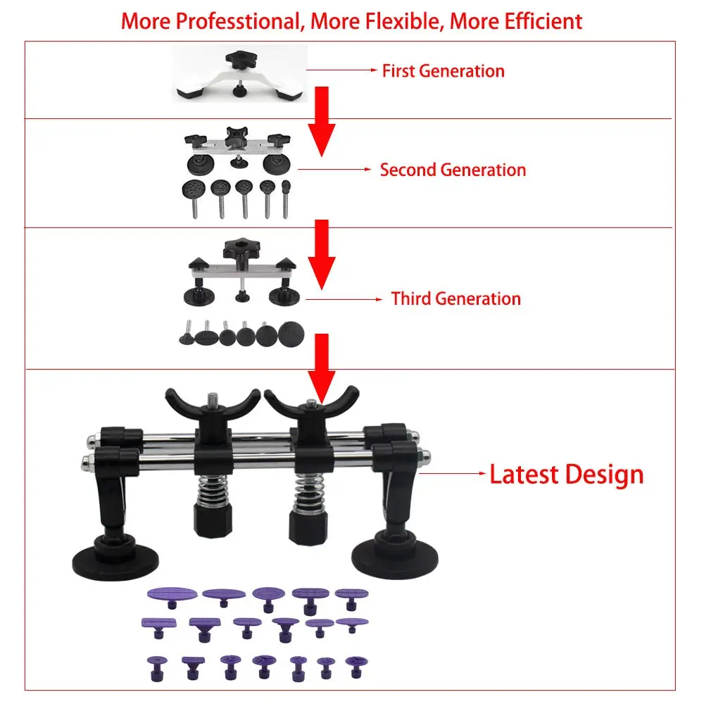 LTUPWF Paintless Dent Repair Tools Bridge Dent Remover with Double Pole Bridge Dent Puller 18PCS Glue Puller Tabs for Car, Door Dings and Hail Damage | Ergonomic, Flexible, Easy to Use - view 2