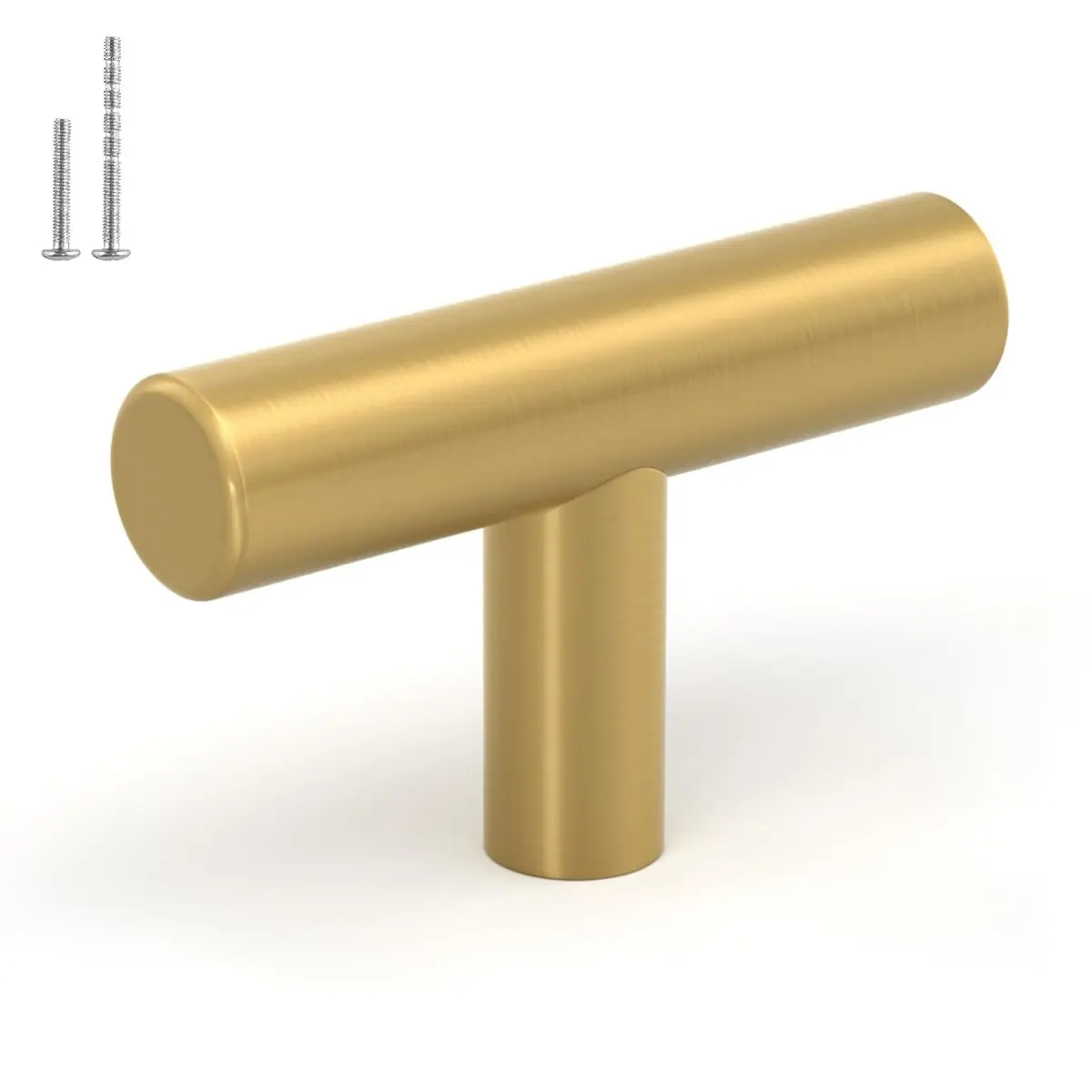 LONTAN 12 Pack Gold Cabinet Knobs, Brushed Brass, 2 Inch | Modern Stainless Steel Hardware for Cabinets - main product image