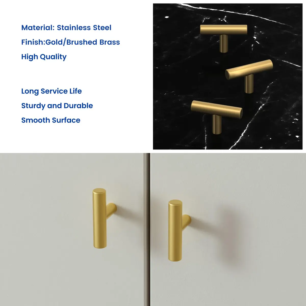 LONTAN 12 Pack Gold Cabinet Knobs, Brushed Brass, 2 Inch | Modern Stainless Steel Hardware for Cabinets - view 7
