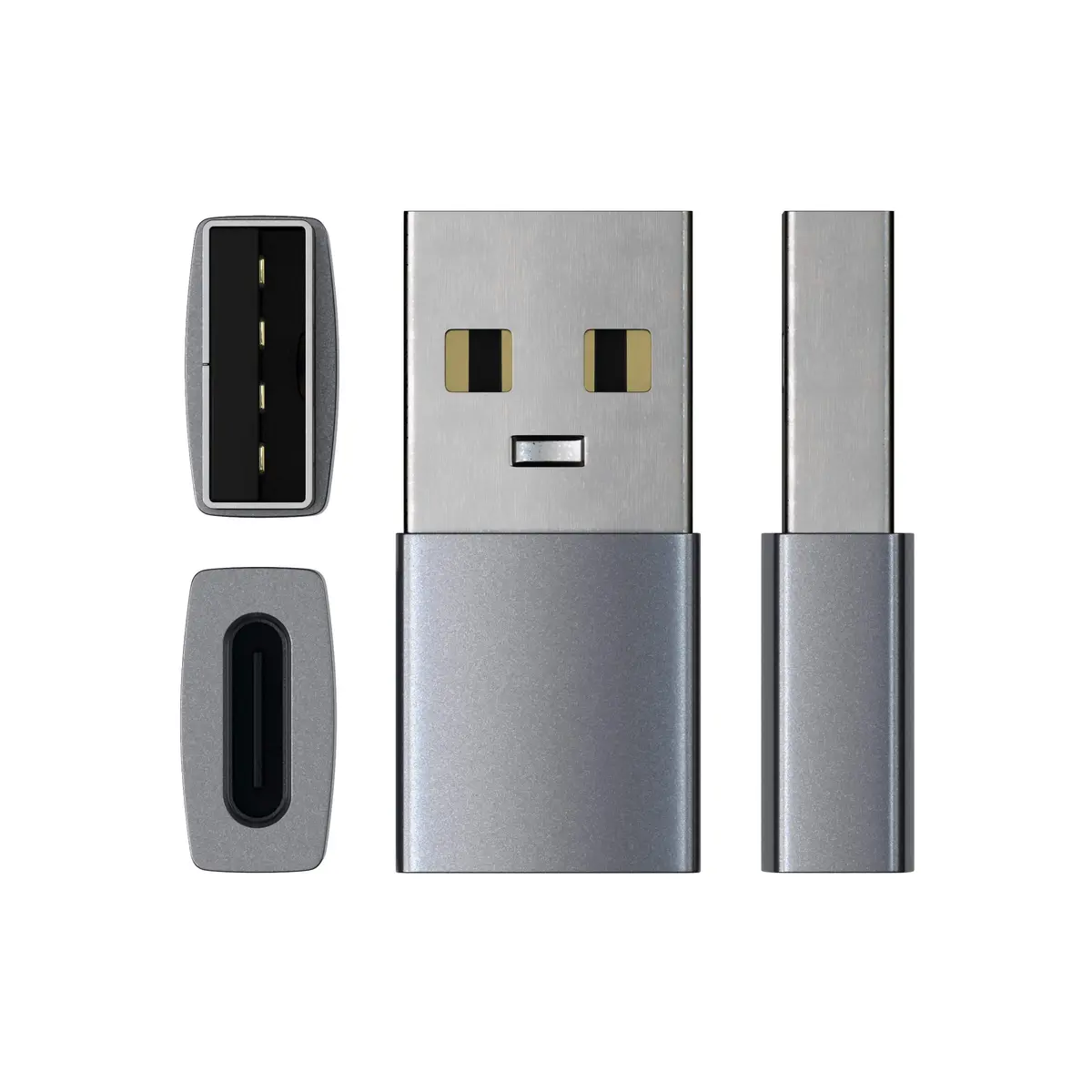 Satechi USB-A to USB-C Adapter, 10Gbps Data, 15W PD Charging, Space Gray | For Apple CarPlay & Modern Devices - view 4
