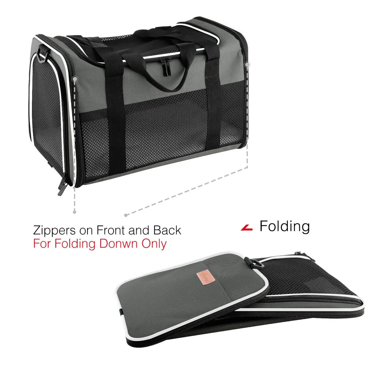 Akinerri Cat Carrier - Portable Foldable Soft-Sided Travel Bag for Pets up to 22 Lbs, Airline Approved, Collapsible, Brown - view 7
