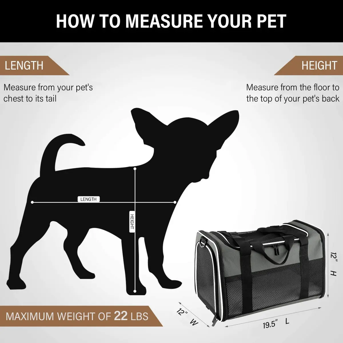 Akinerri Cat Carrier - Portable Foldable Soft-Sided Travel Bag for Pets up to 22 Lbs, Airline Approved, Collapsible, Brown - view 2