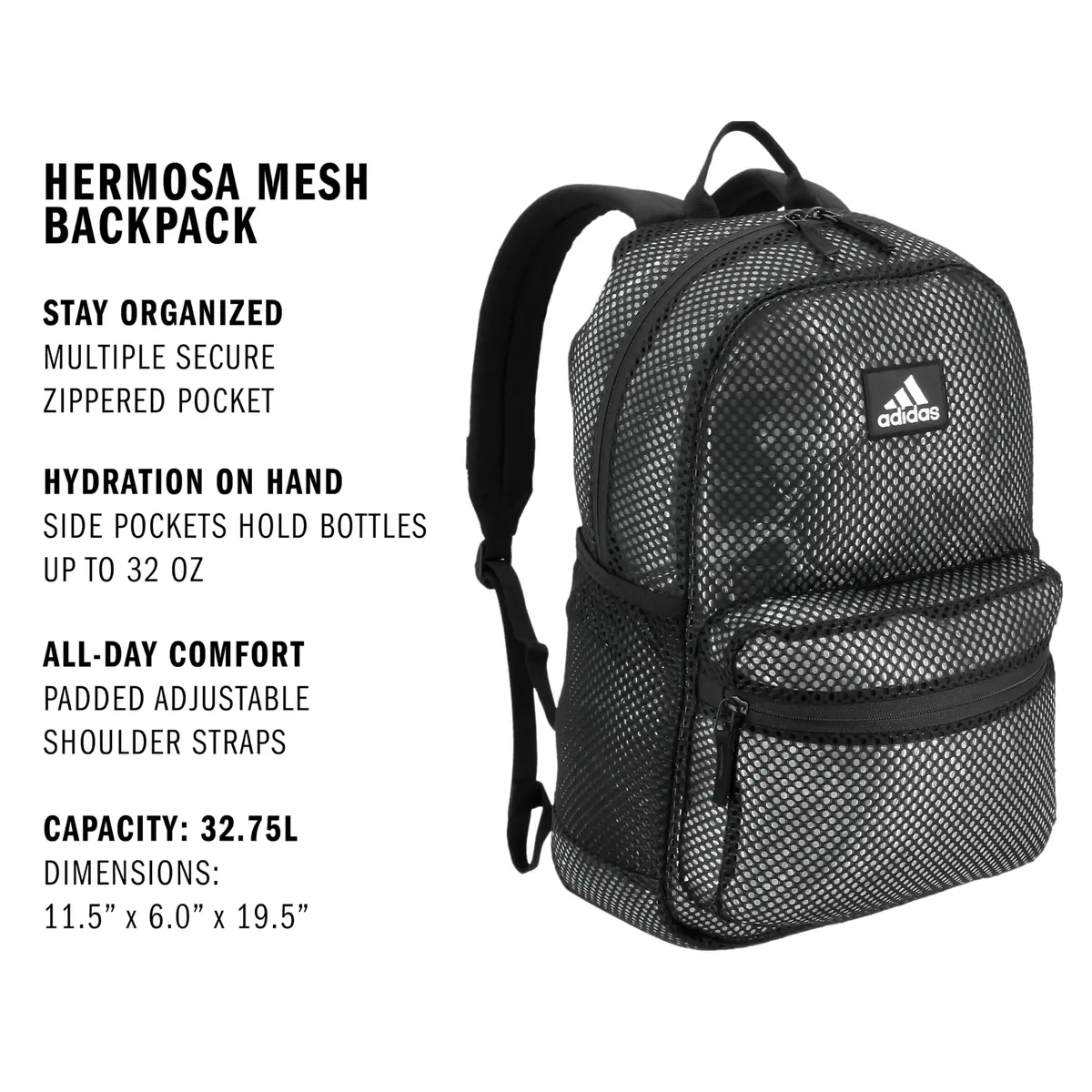 adidas Hermosa Mesh See-Through Backpack | Festival & Beach Bag, 29L - view 2