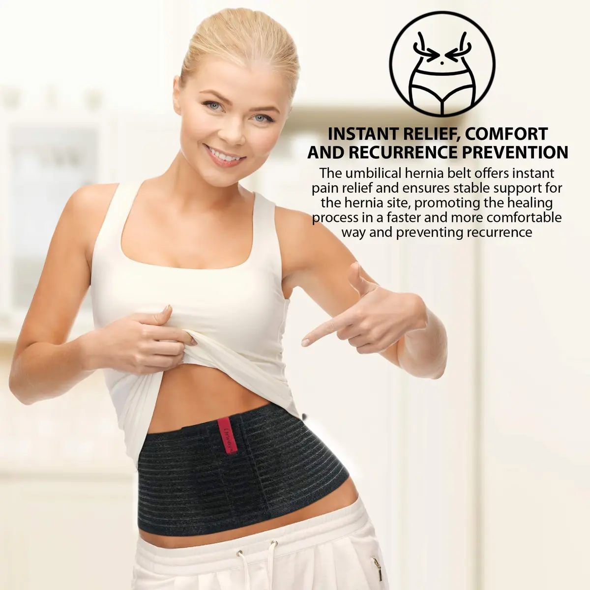 ORTONYX Umbilical Hernia Belt for Men Women, 6.25" Abdominal Support, Adjustable, Lightweight & Discreet - view 3