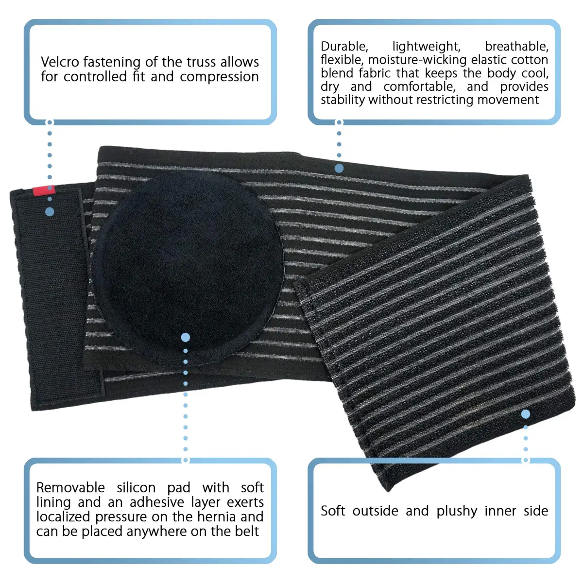 ORTONYX Umbilical Hernia Belt for Men Women, 6.25" Abdominal Support, Adjustable, Lightweight & Discreet - view 4