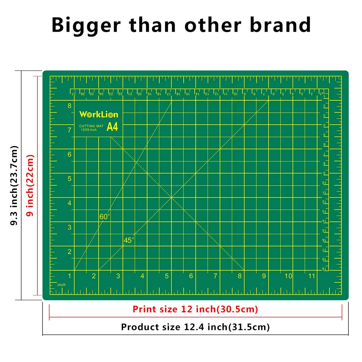 WORKLION Self Healing Cutting Mat: 12''x9'' Double Sided Craft Cutting Mat for Sewing, Fabric, Quilting - 5-Ply Slip-Resistant Hobby Cutting Board for DIY Projects (Green/Blue) - view 2