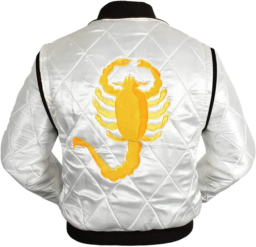 LP-FACON Satin Bomber Jacket White XS | Premium Men's Coat for Dad - view 2