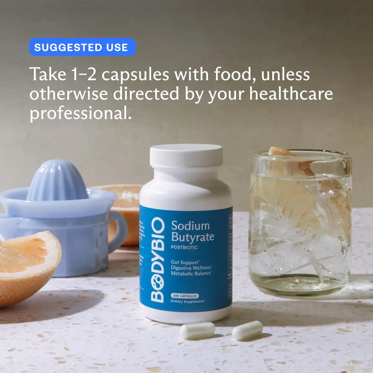 BodyBio Butyrate Sodium Postbiotic 60 Capsules | Supports Gut Health & Digestion - view 5