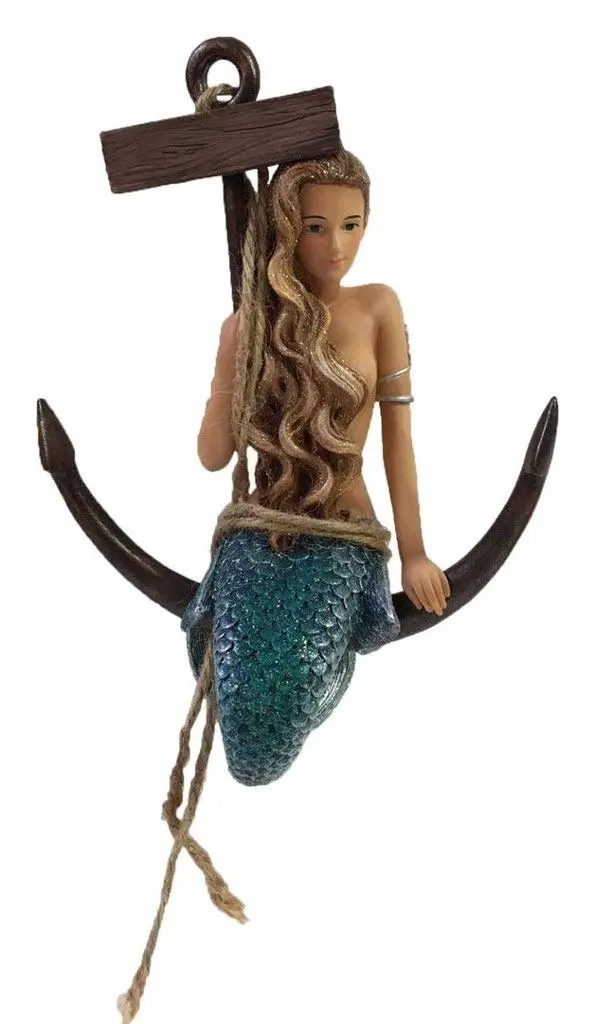 December Diamonds Mermaid Christmas Ornament 7 Inches | Hand Painted Resin Hanging Decor - main product image