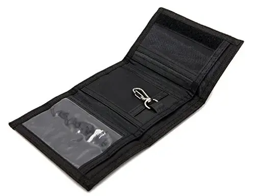 AI-DEE RFID Trifold Canvas Outdoor Sports Wallet for Kids - Black | Durable Hook & Loop Closure - view 4