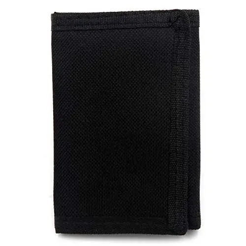 AI-DEE RFID Trifold Canvas Outdoor Sports Wallet for Kids - Black | Durable Hook & Loop Closure - view 3