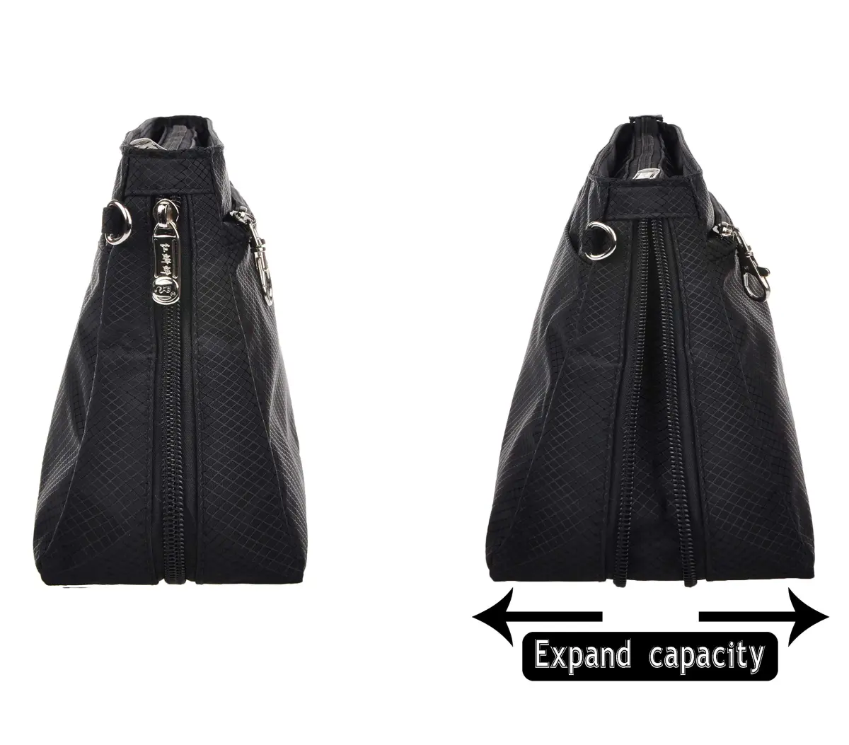 Vercord Expandable Nylon Handbag Purse Organizer Insert Liner Shaper Bag in Bag - Black Medium - view 4