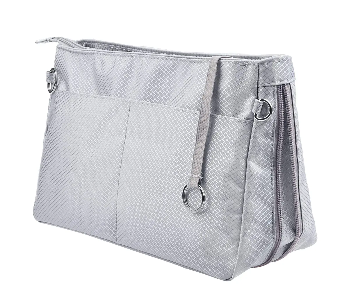 Vercord Expandable Nylon Handbag Purse Organizer Insert Liner Shaper Bag in Bag - Beige Grey, Large - main product image
