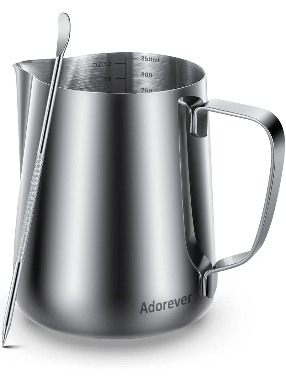 Adorever Milk Frothing Pitcher 355ml (12oz) with Latte Art Pen | Stainless Steel Espresso Steaming Jug - main product image