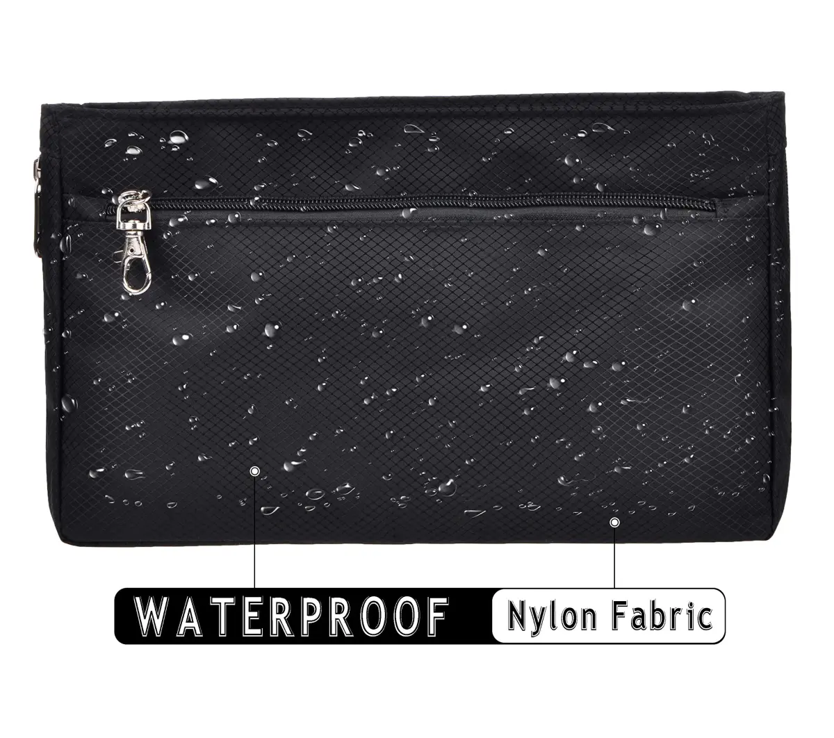 Vercord Expandable Nylon Handbag Purse Organizer Insert Liner Shaper Bag in Bag Black X-Large | Waterproof & Zippered Compartments - view 6