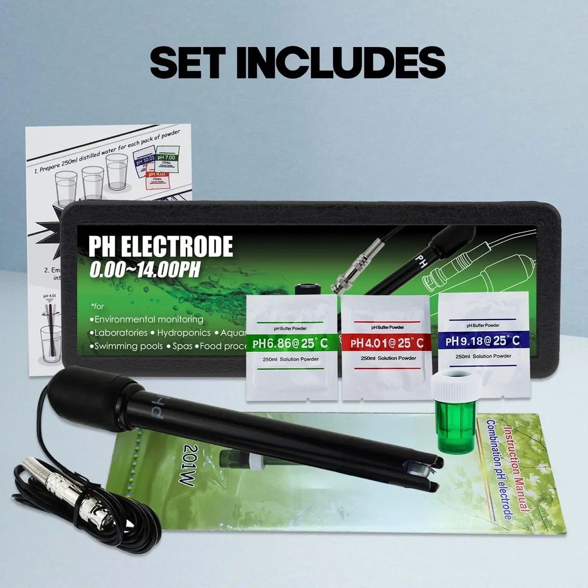 DANOPLUS Long Body pH Electrode with BNC Socket 300cm Cable | Precise pH Measurement for Lab & Field (120 chars) - view 3