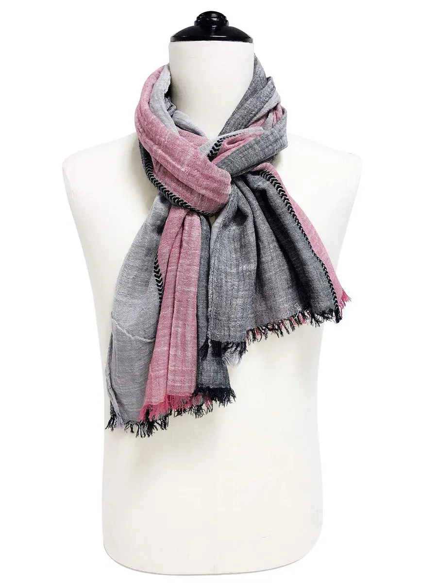 GERINLY Color Block Summer Scarf for Men Long Neck Wraps Flax Shawl 80CMx190CM | Urbanstyle Gift - view 4