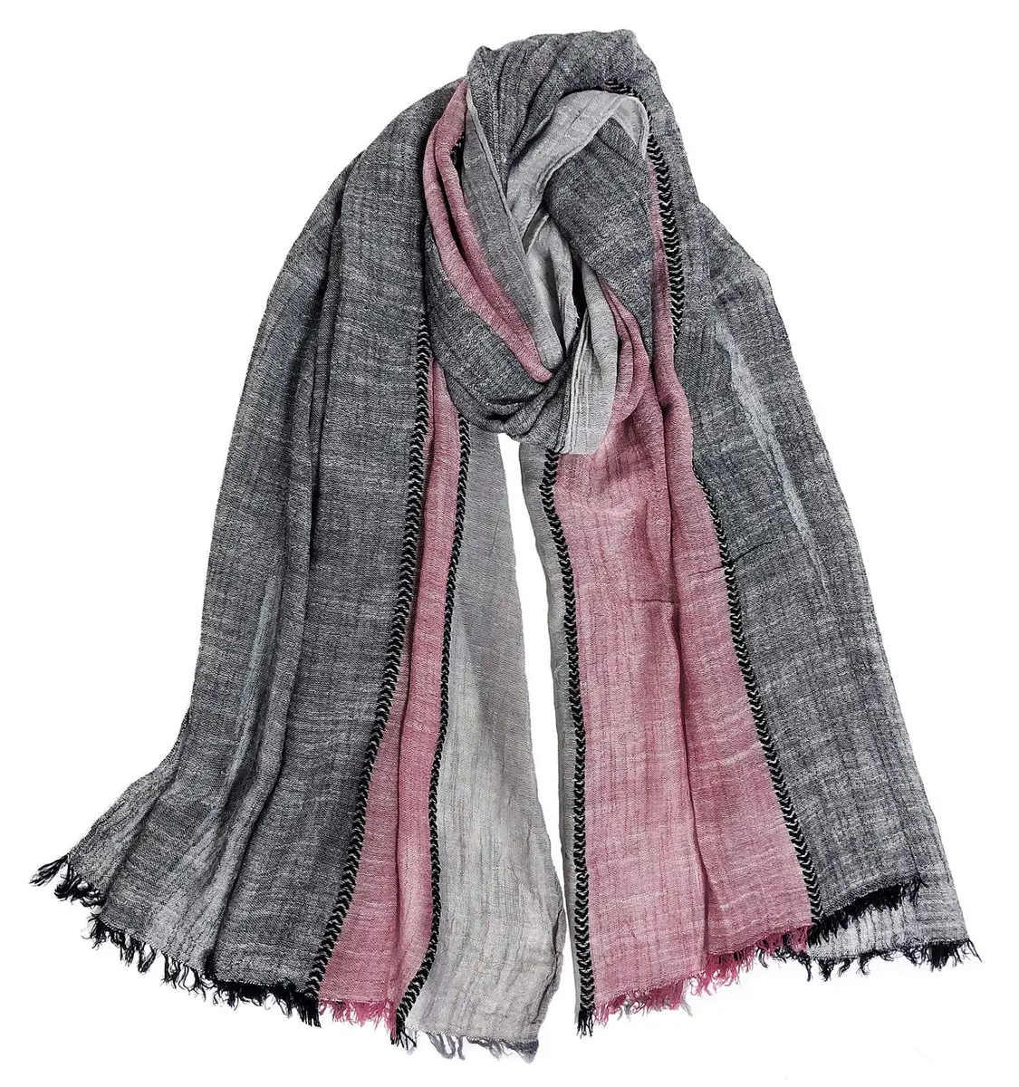 GERINLY Color Block Summer Scarf for Men Long Neck Wraps Flax Shawl 80CMx190CM | Urbanstyle Gift - view 5