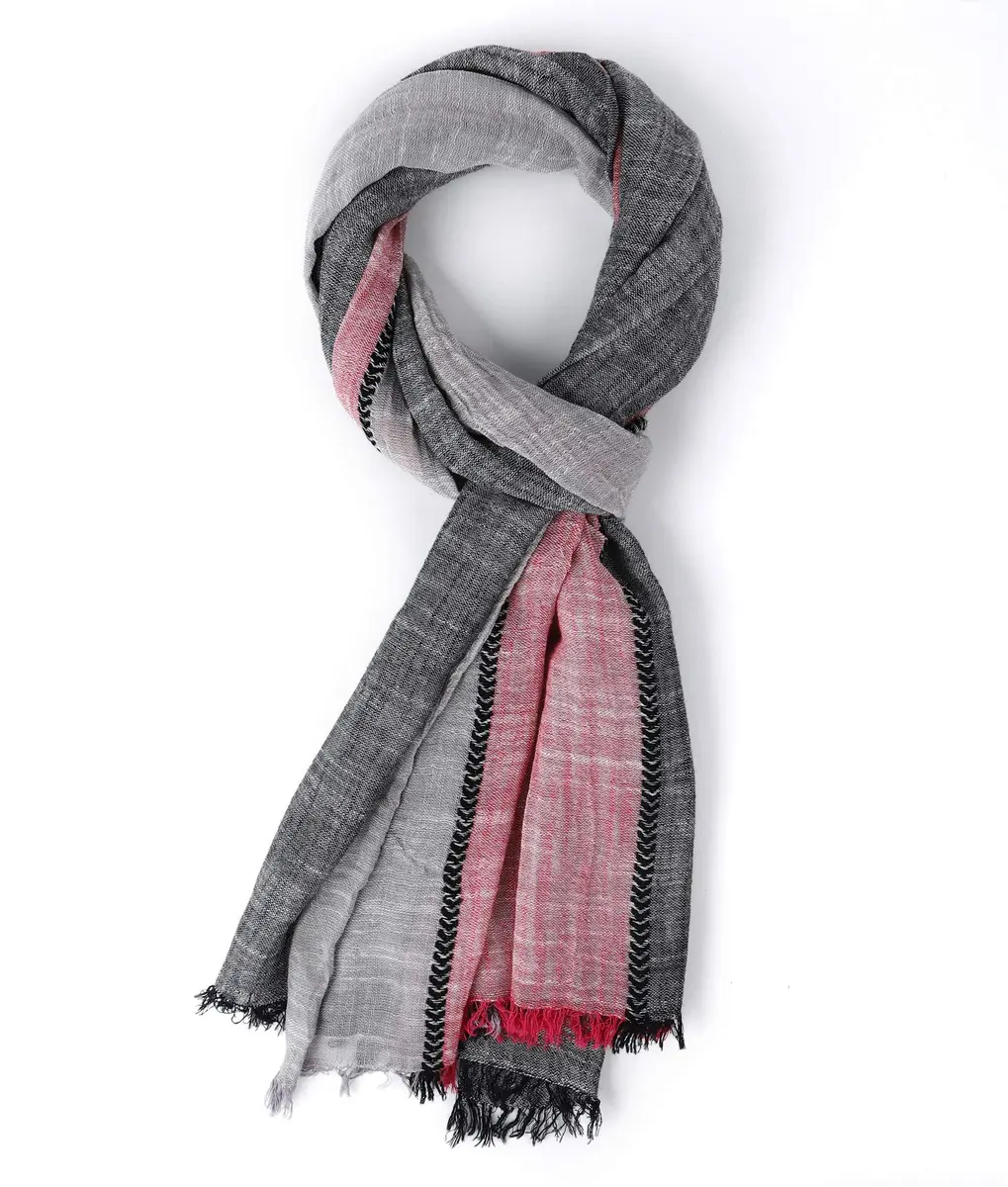 GERINLY Color Block Summer Scarf for Men Long Neck Wraps Flax Shawl 80CMx190CM | Urbanstyle Gift - main product image