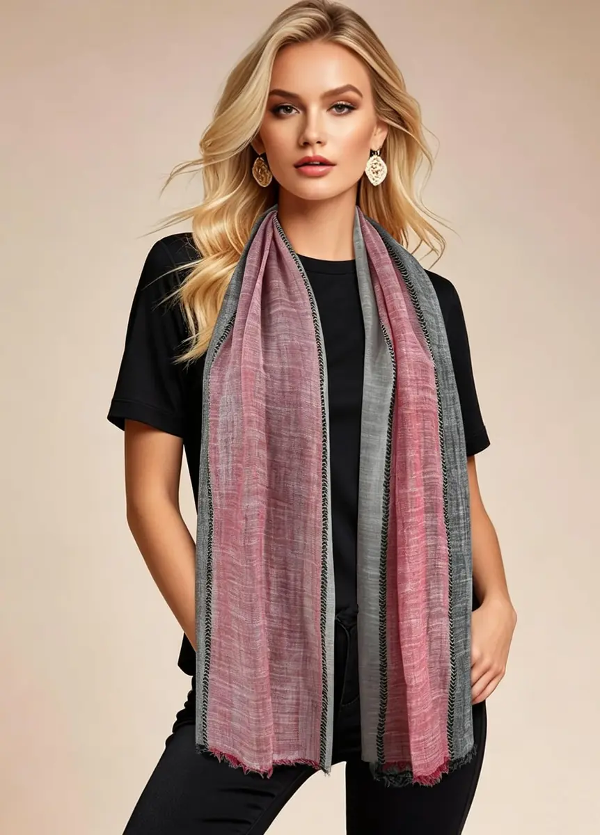 GERINLY Color Block Summer Scarf for Men Long Neck Wraps Flax Shawl 80CMx190CM | Urbanstyle Gift - view 3