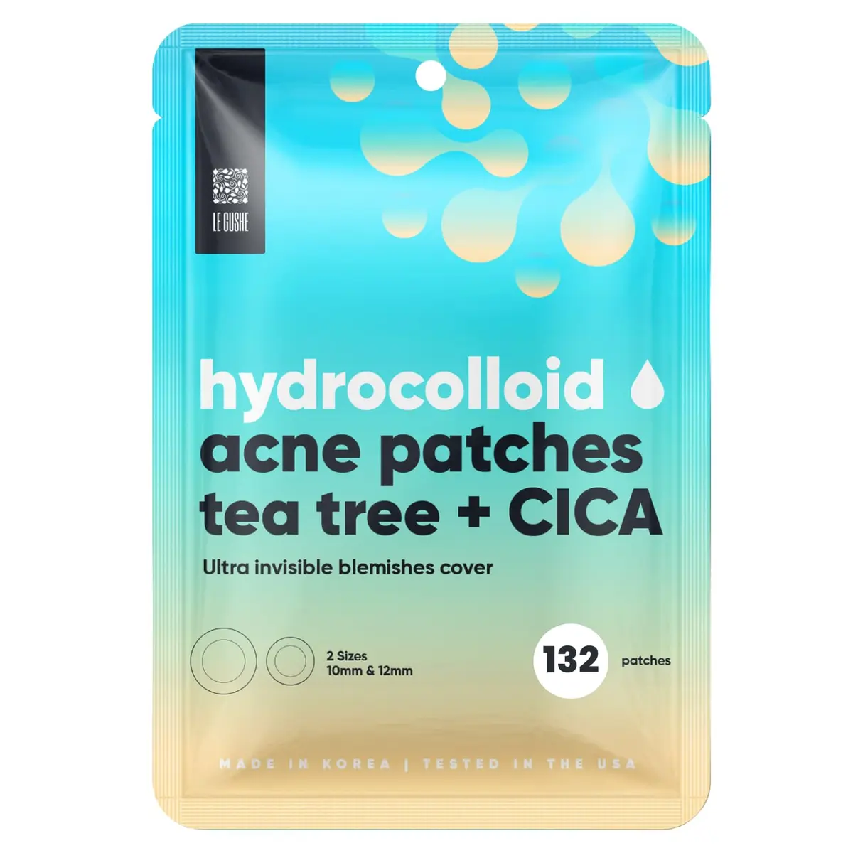 LE GUSHE Korean Pimple Patches with Tea Tree Oil | Hydrocolloid Acne & Zit Patches | 132 Dots | Dermatologist Tested - main product image