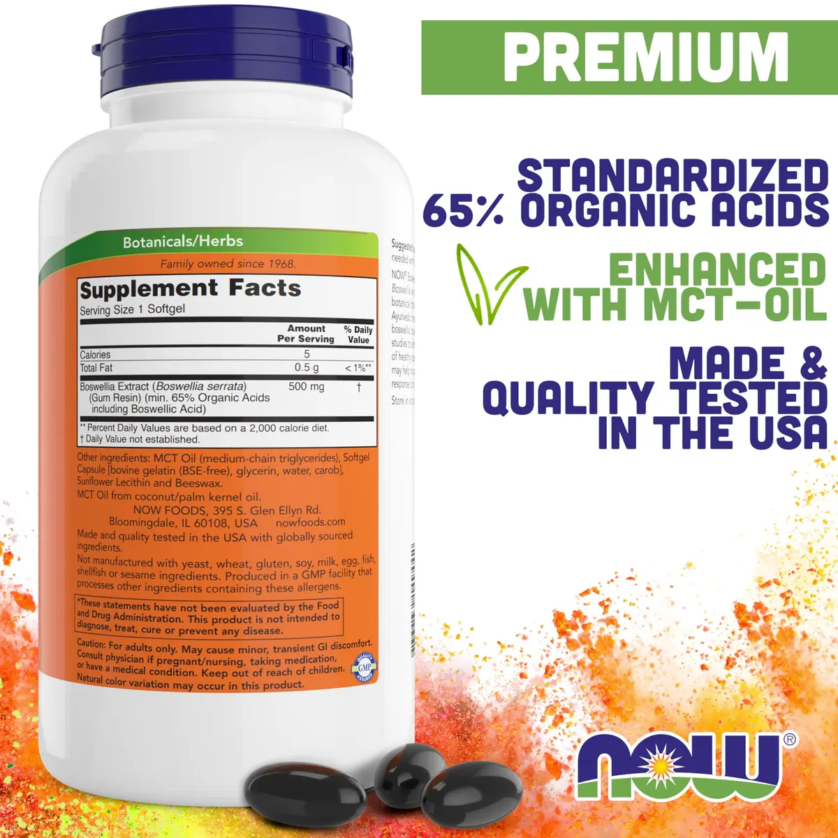 NOW Boswellia Serrata Extract 500 mg | Herbal Supplement for Joint Support & Inflammation (70-120 chars) - view 2