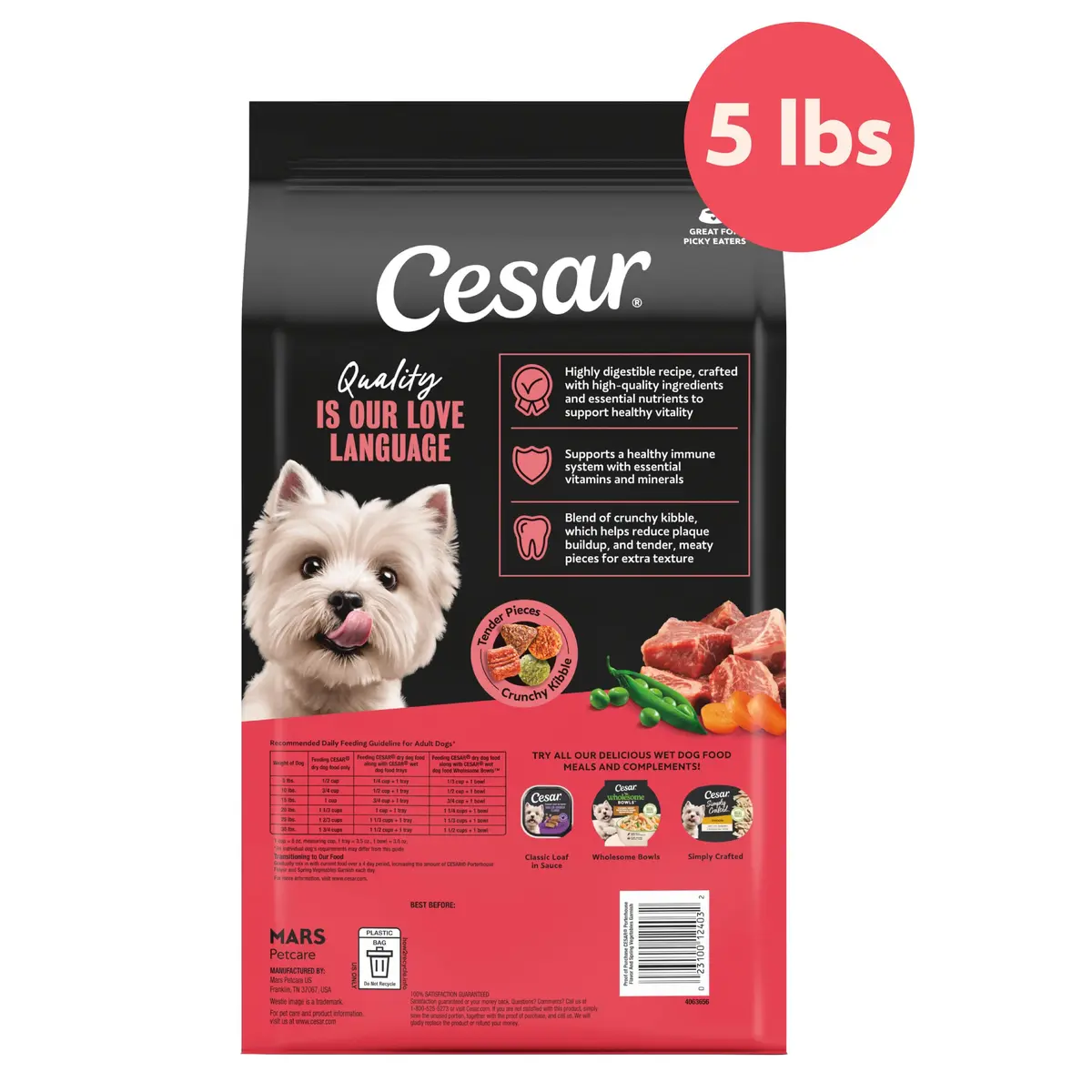 Cesar Small Breed Dry Dog Food Porterhouse Flavor & Spring Vegetables 2.27 kg (5 lb) | Real Beef First Ingredient - view 8