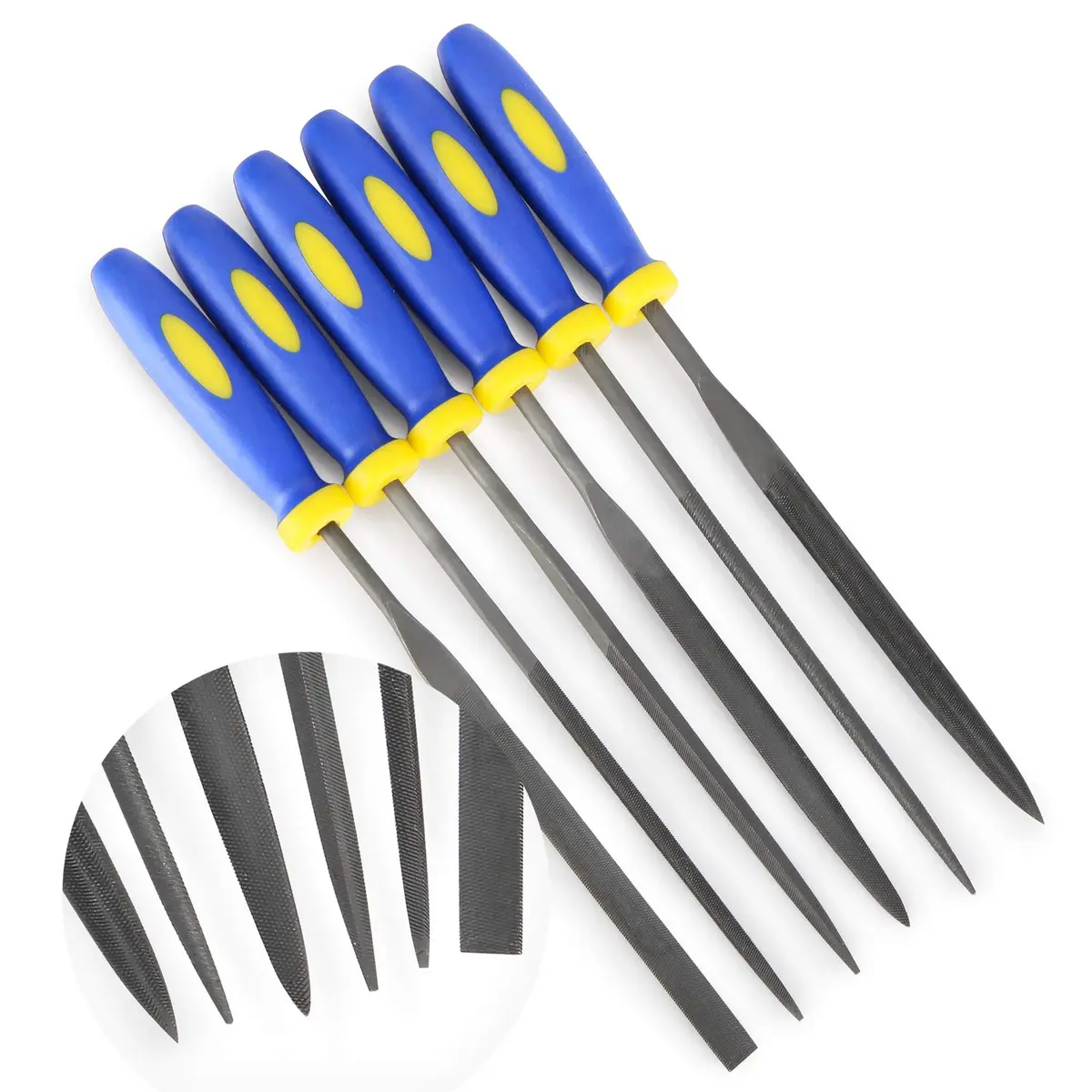 KALIM MINI Needle File Set (Carbon Steel 6 Piece-Set) 6'' | Precision Hand Files for Metal, Jewelry, Wood & Plastic - main product image