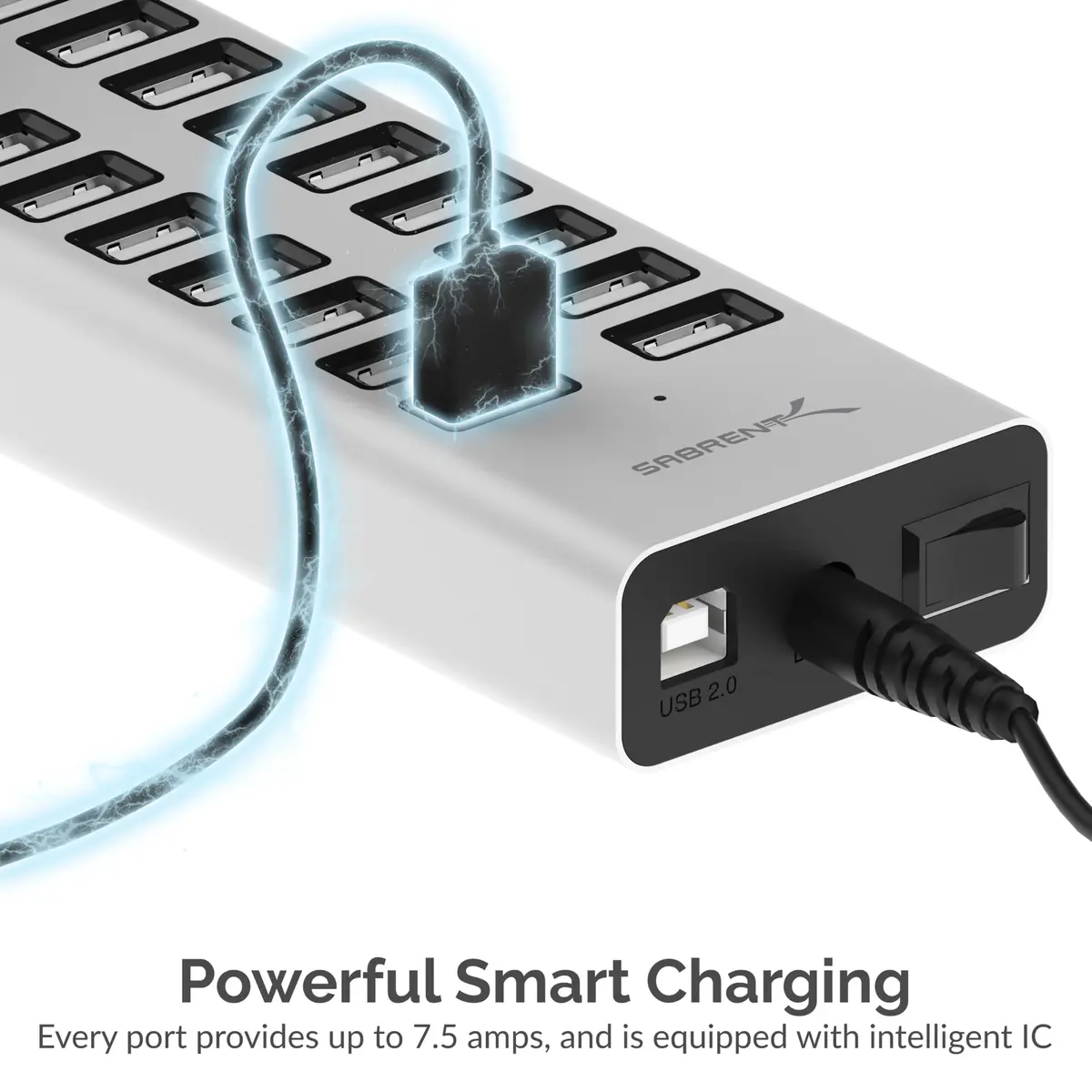 SABRENT 90W 20-Port USB 2.0 Charging Station | Multiport Hub for Devices (70-120 chars) - view 5