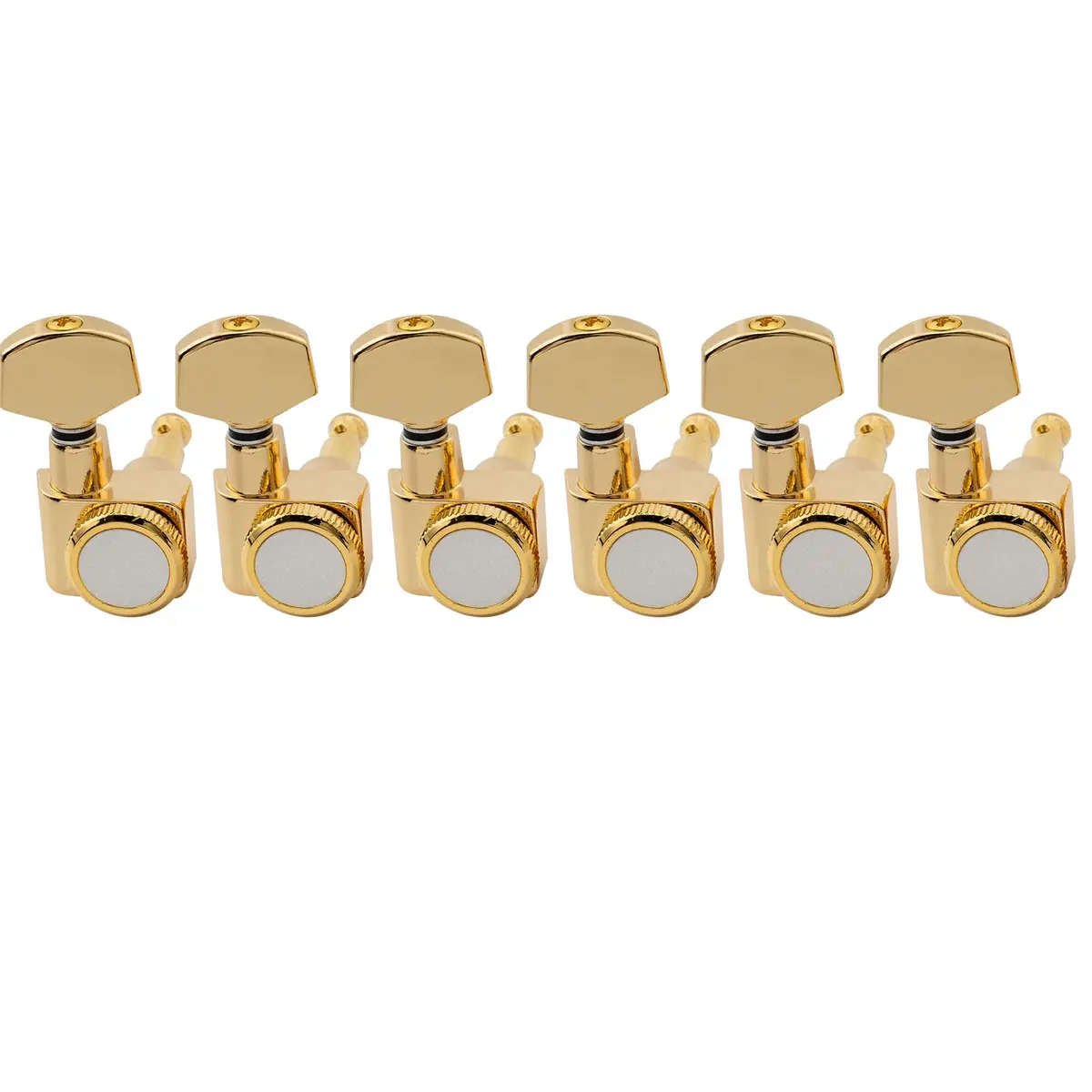 Musiclily Pro R15T-01 6 inline 2-pins Guitar Locking Tuners Set Gold | Smooth Tuning & Easy Upgrade - main product image