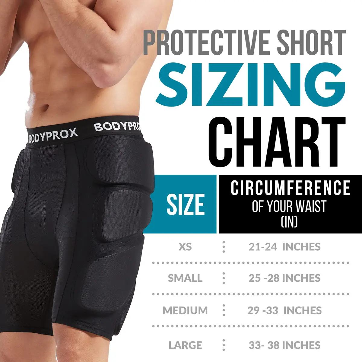 Bodyprox Protective Padded Shorts for Snowboard,Skate and Ski | 3D Hip & Tailbone Protection (Medium) Black - view 2