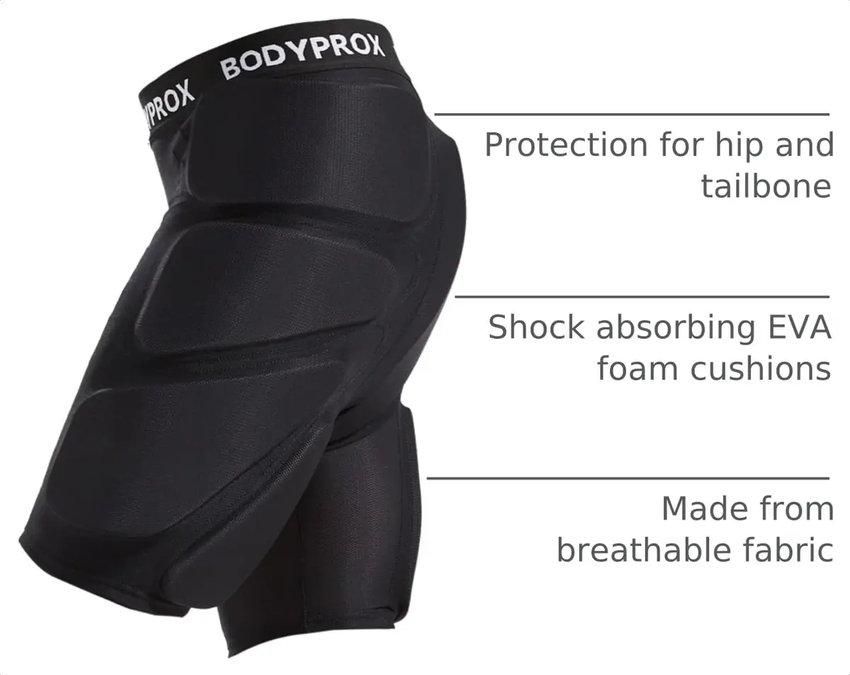 Bodyprox Protective Padded Shorts for Snowboard,Skate and Ski | 3D Hip & Tailbone Protection (Medium) Black - view 4