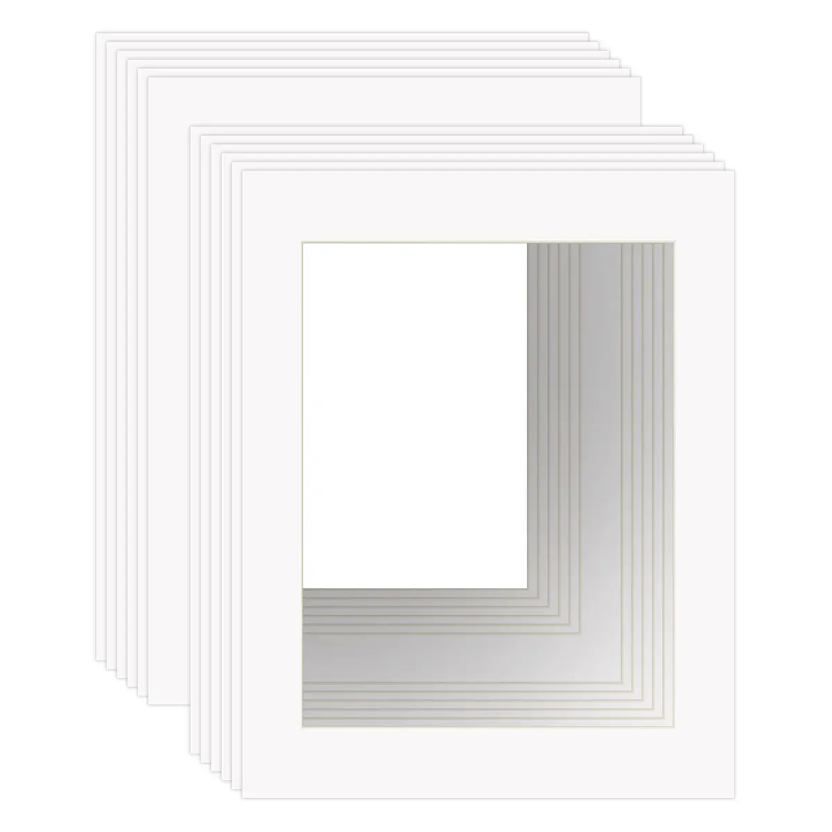 ZBEIVAN 11x14 White Picture Mats for 8.5x11 Pictures | Beveled Core Frame Mat Pack of 12 - main product image