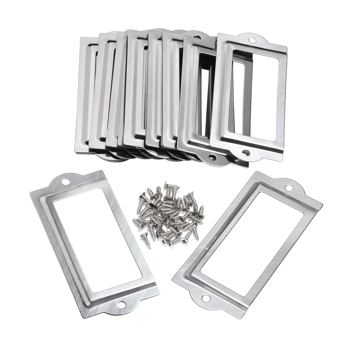 Bluecell World 20pcs 80 x 35mm Silver Metal Drawer Label Holder Frames | Organize Your Office Cabinets - main product image