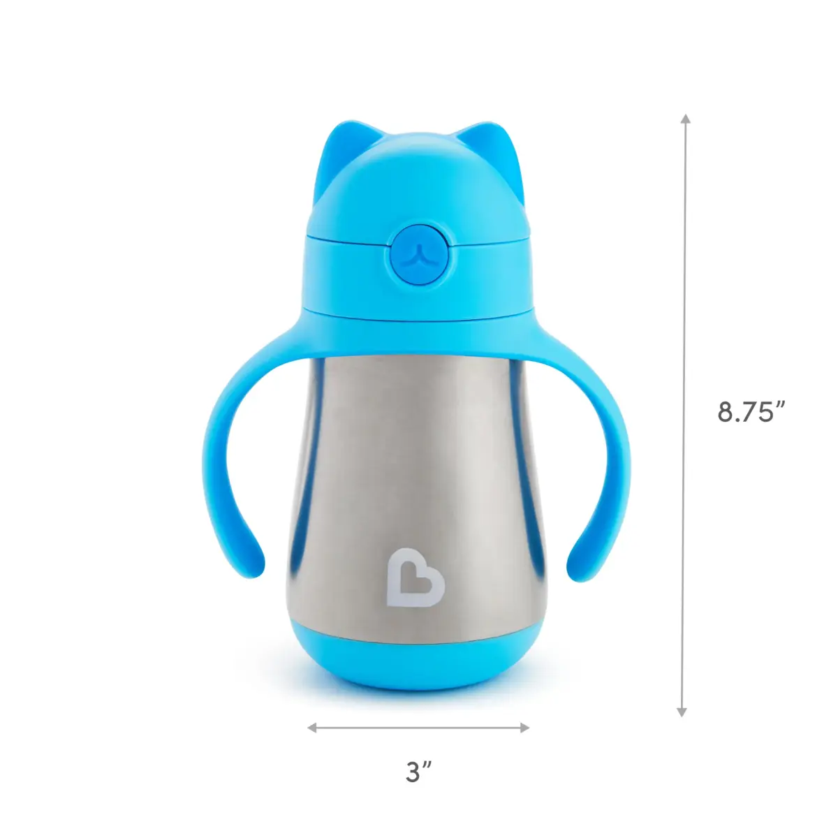 Munchkin Cool Cat Stainless Steel Straw Sippy Cup 237ml (8 Ounce) | Insulated Toddler Cup for Boys & Girls 18+ Months - view 6