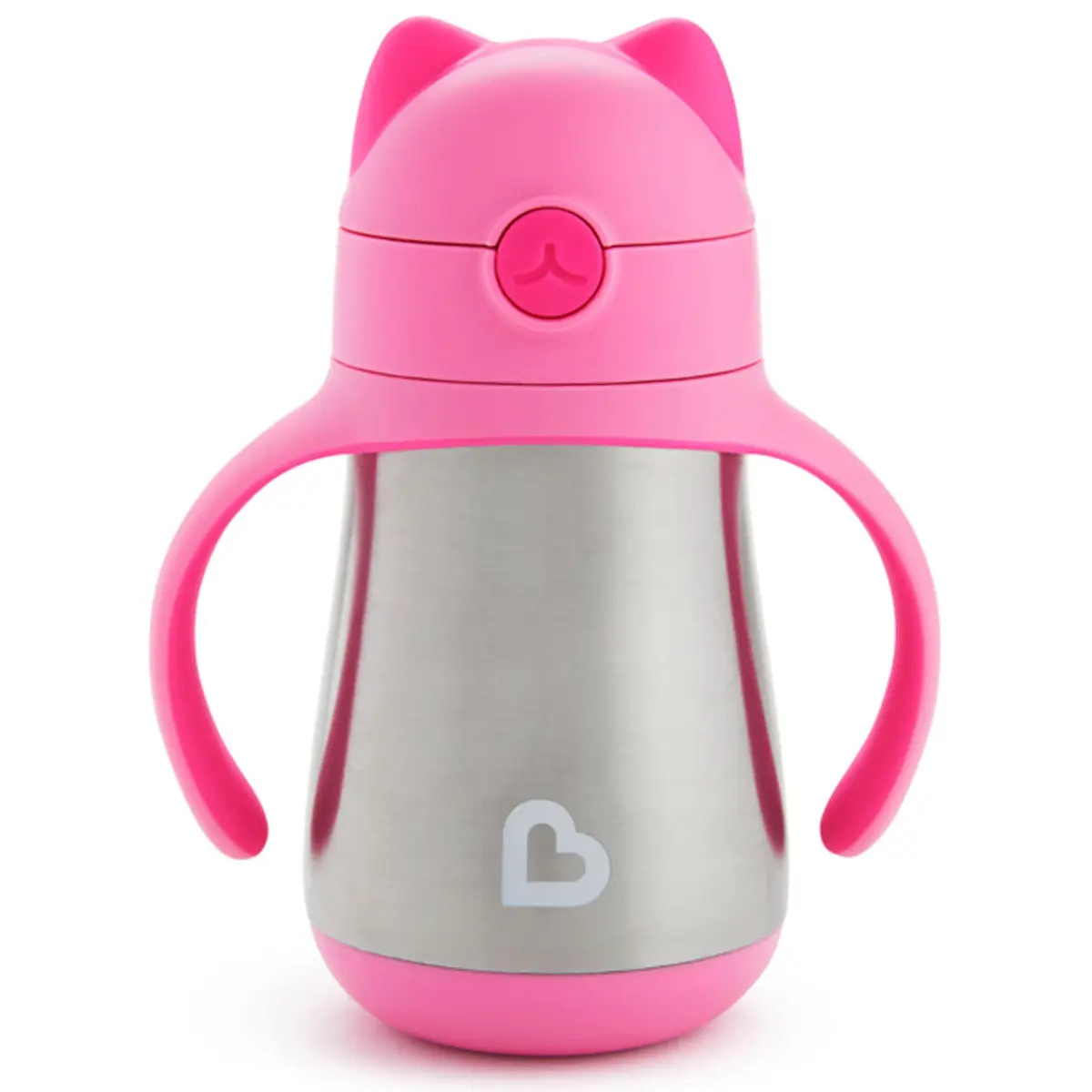 Munchkin Cool Cat Stainless Steel Sippy Cup 237ml (8oz) with Straw | BPA-Free Toddler Cup - main product image