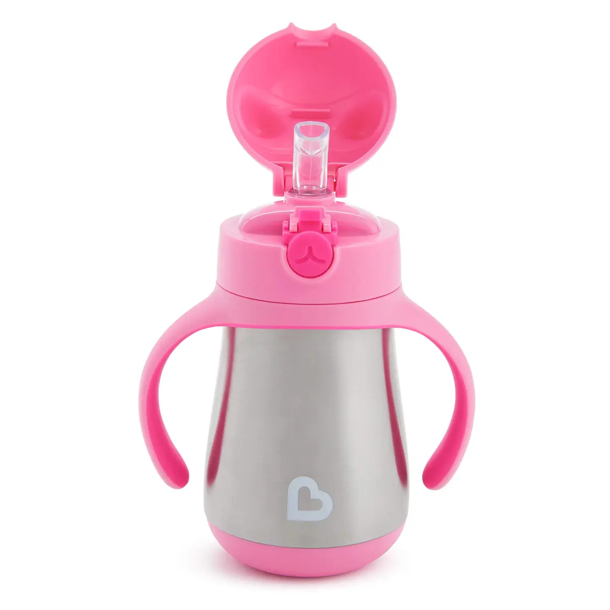 Munchkin Cool Cat Stainless Steel Sippy Cup 237ml (8oz) with Straw | BPA-Free Toddler Cup - view 5