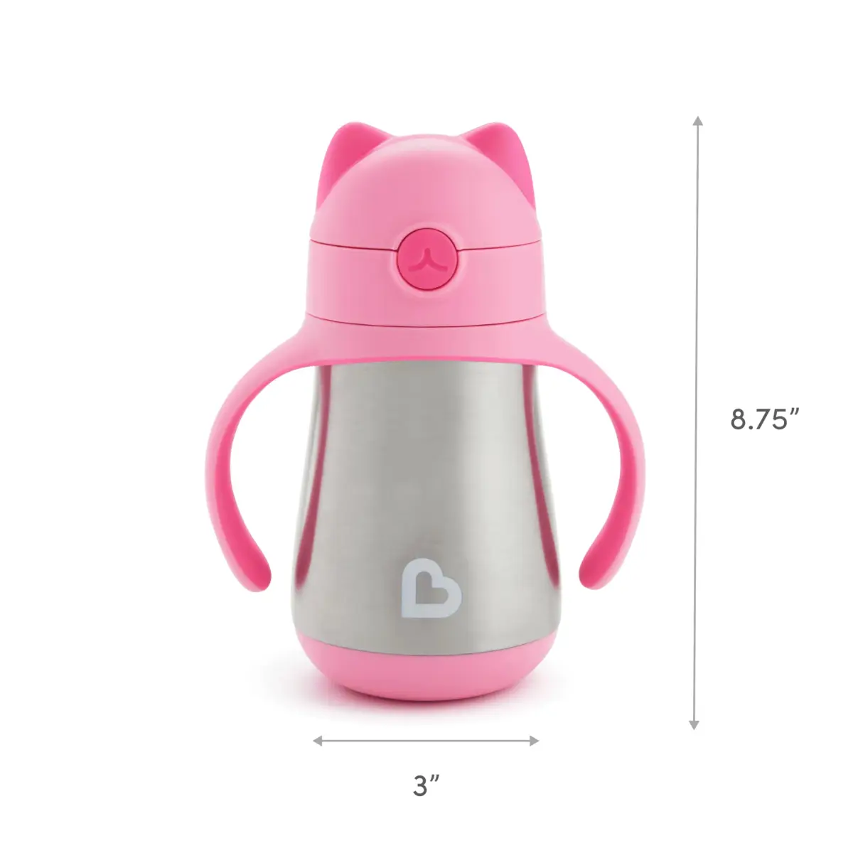 Munchkin Cool Cat Stainless Steel Sippy Cup 237ml (8oz) with Straw | BPA-Free Toddler Cup - view 6