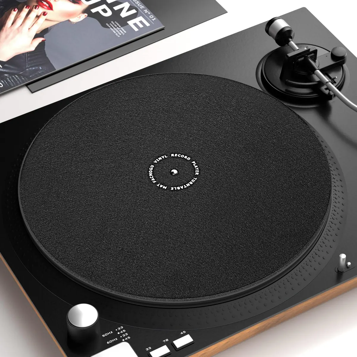 Facmogu 12in Turntable Mat for Record Player, Anti Static Wool Felt Slipmat | Reduce Vibration & Record Bumps - view 6