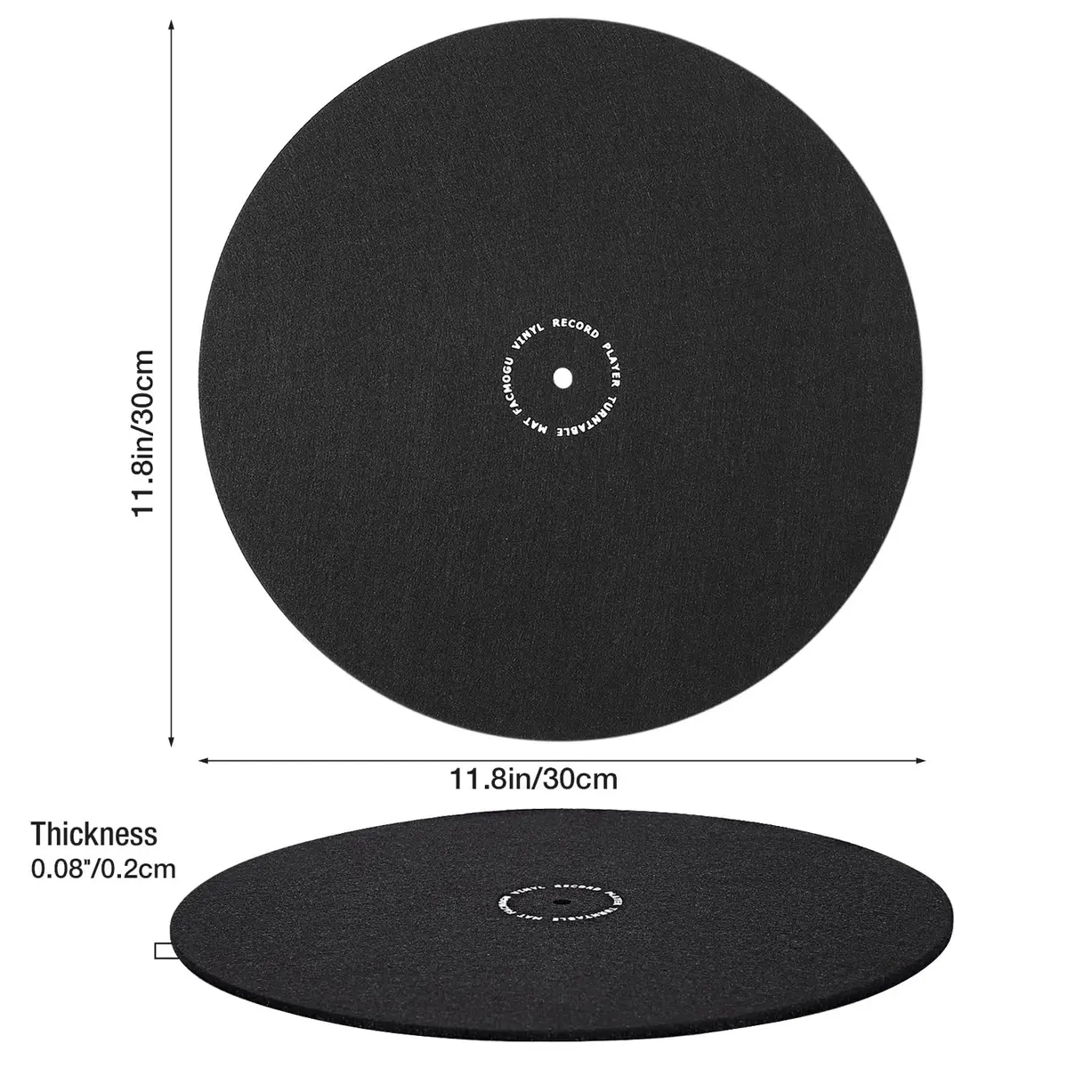 Facmogu 12in Turntable Mat for Record Player, Anti Static Wool Felt Slipmat | Reduce Vibration & Record Bumps - view 7