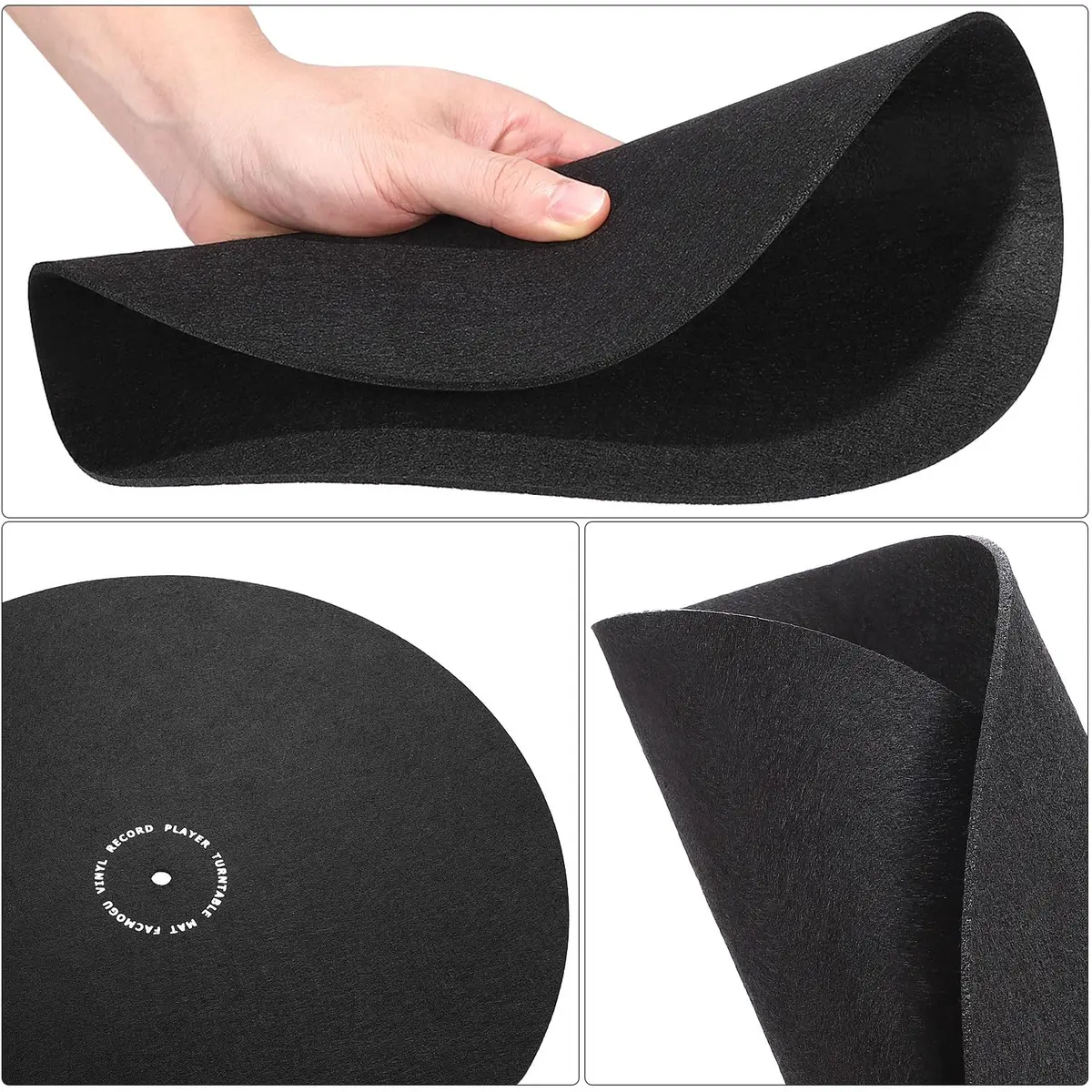 Facmogu 12in Turntable Mat for Record Player, Anti Static Wool Felt Slipmat | Reduce Vibration & Record Bumps - view 3